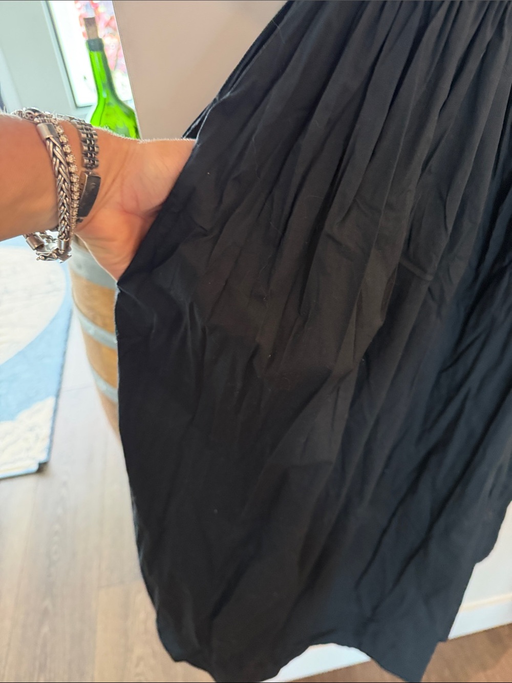 STAUD Black V-Neck Smocked-Waist Maxi Dress size large - Picture 4 of 6